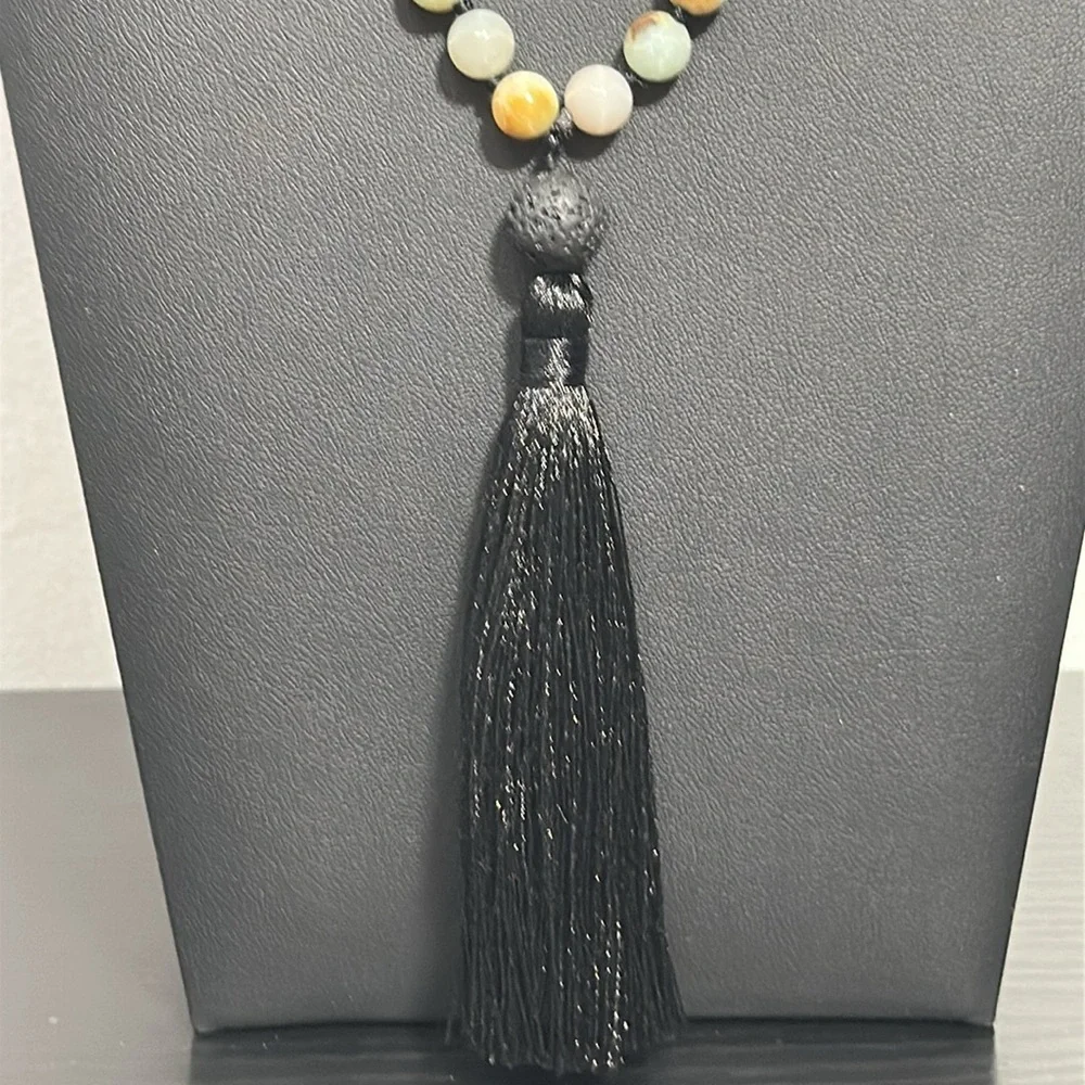 OKIKO Japan 108 Mala Gemstone Bead Hand Knotted Prayer Yoga Meditation Necklace